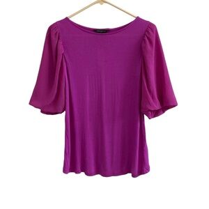 Banana Republic Top Womens Size S Crinkle Puff Sleeve Purple Short Sleeve NWT